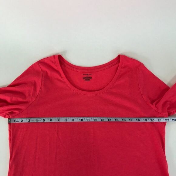 Lane Bryant Scoop Neck Knit Tee Women's Plus 14/16 Pink Short Sleeve Stretch - Picture 6 of 8